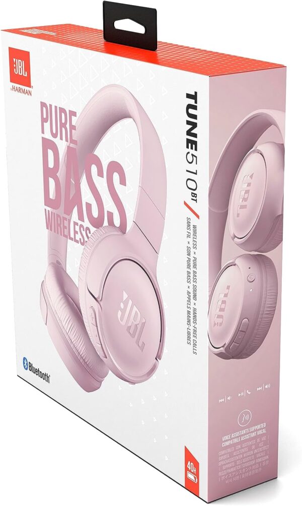 JBL Tune 510BT - Audífonos inalámbricos con sonido Purebass, color rosa - Imagen 5