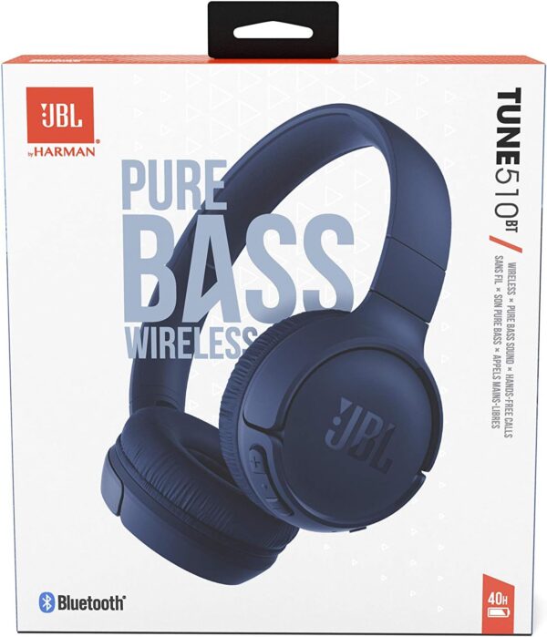 JBL Tune 510BT - Audífonos inalámbricos con sonido Purebass, color Azul - Imagen 3