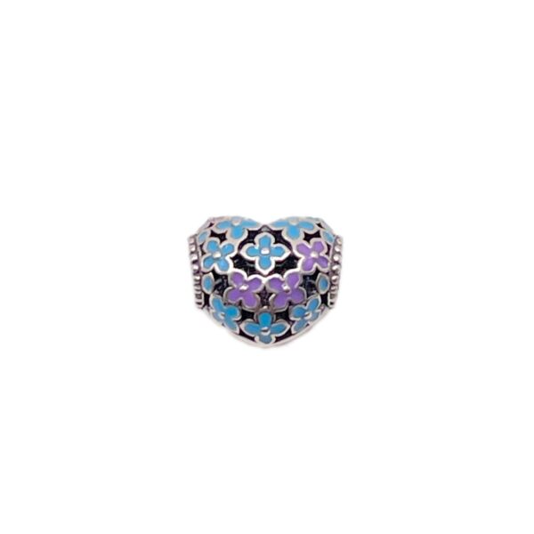 Pandora Charm, Corazón de Flores-Plata 925