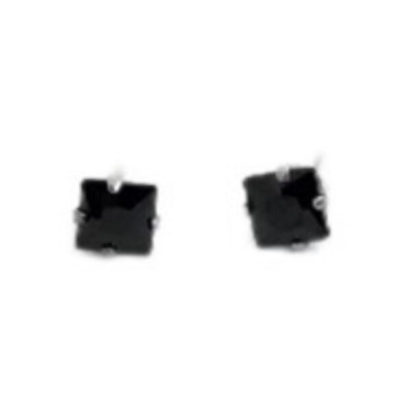 Aretes Circonios Color Negro Cierre Mariposa-Plata 925