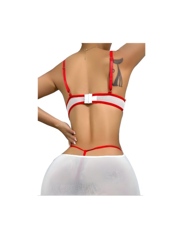 Baby Doll de Enfermera 2 Piezas- Talla M - Color Blanco con Rojo - Imagen 2