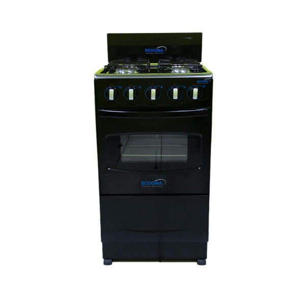 COCINA IML C-H4N1 4Q NEGRA CON HORNO Y RESPALDO