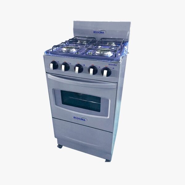 COCINA IML C-H4G1 4Q GRIS CON HORNO Y RESPALDO