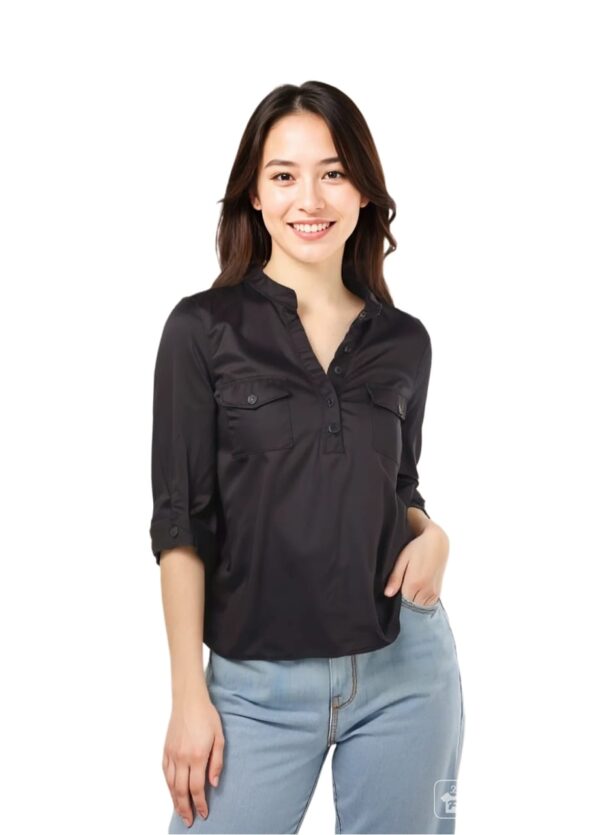 Blusa Manga Larga Cafe 7, Color Negro- Talla 3XL
