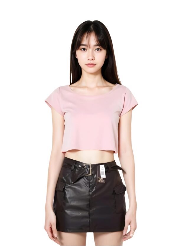 Falda de cuerina Top Model, Color Negro-Talla XL