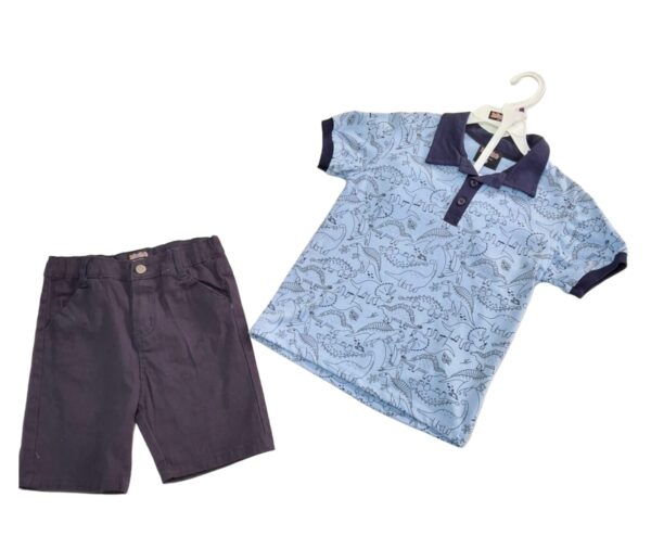 Traje de Niño Mini me Short-Camisa, Celeste- Talla 8
