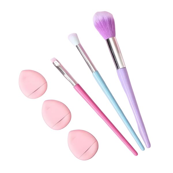 Set de 3 Brochas de Maquillaje y 3 Esponjas Ruby Face