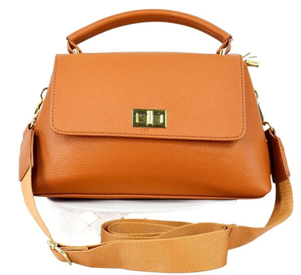 Cartera para Dama Manos Libres, Broche Giratorio, Cafe Claro