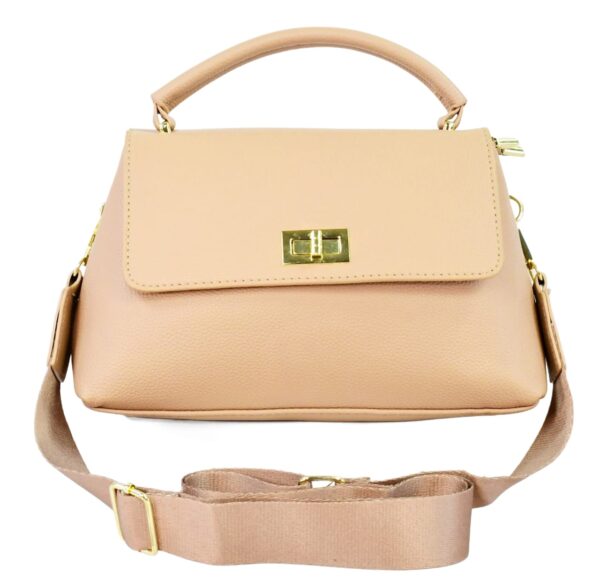 Cartera para Dama Manos Libres, Broche Giratorio, Beige