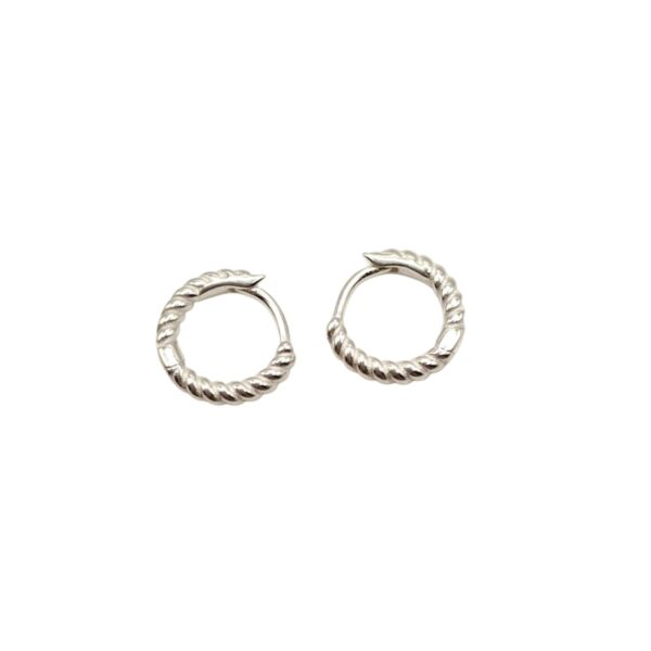 Arete de Plata Argolla Cierre Huggie, Plata 925