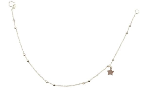 Tobillera para Dama con Pelotas, Estrella- Plata 925
