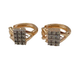 Aretes Huggies Cuadrado 12 Circonios - Xuping – Baño en Oro 18K - 0515