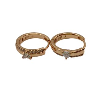 Aretes Huggies Corazón con Fila de Circonios - Xuping – Baño en Oro 18K - 130