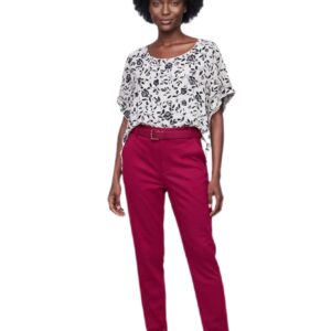 Blusa Wanda 6469 - Blanca con Estampado de Flores Negras - Talla 4XL