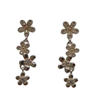 Aretes de Plata Marquesita 925 - Cuatro Flores Colgantes 9170