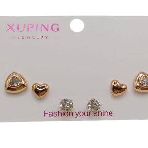 Set de 3 Pares de Aretes Corazones- Xuping – Baño en Oro 18K - 0526
