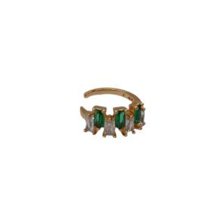Ear Cuff - Circonios Verdes y Blancos - Xuping – Baño en Oro 18K - 0633