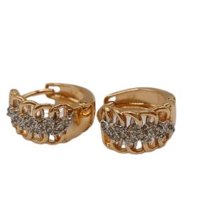 Aretes Huggies Circonios Entrelazados - Xuping – Baño en Oro 18K - 0518