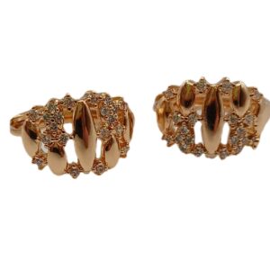 Aretes Huggies Hojas y Circonios - Xuping – Baño en Oro 18K - 0508