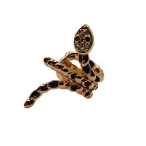 Ear Cuff - Serpiente Circonios Negros- Xuping - Baño en Oro 18K -0624