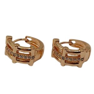 Aretes Huggies Cruz con Circonios - Xuping – Baño en Oro 18K - 0541