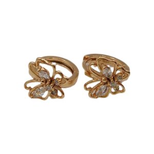 Aretes Huggies Mariposa con Circonios - Xuping – Baño en Oro 18K - 0593