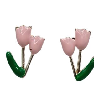 Aretes Plata 925 - Tulipán Color Rosado 7782