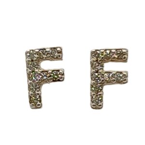 Aretes de Plata 925- Letra F - 7854