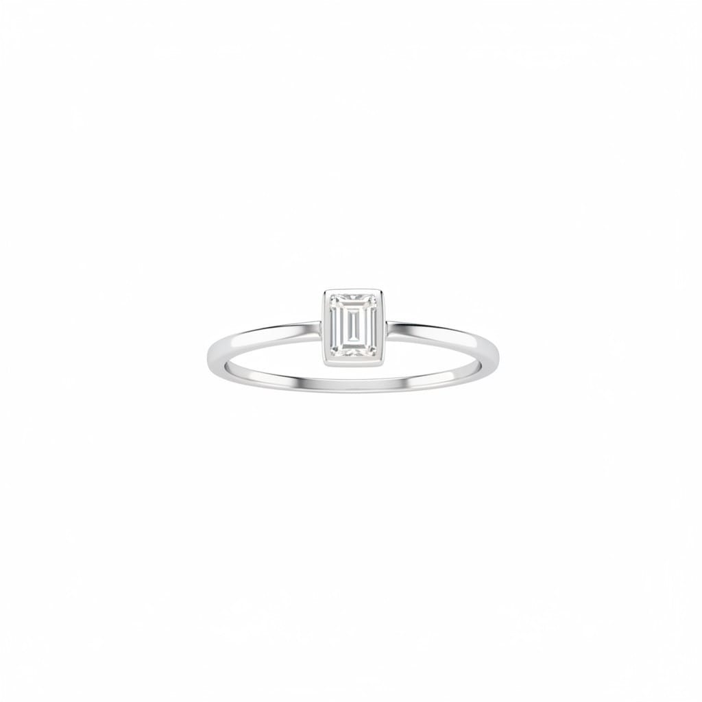 Anillo de Plata 925 - Solitario Circonio Cuadrado 6743 - Talla 7