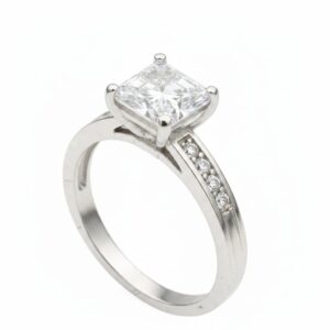 Anillo de Plata 925 - Solitario Circonio Cuadrado Grande 9025 - Talla 8