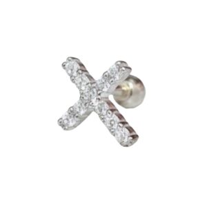Aretes de Plata 925- Cruz con Circonios 9211
