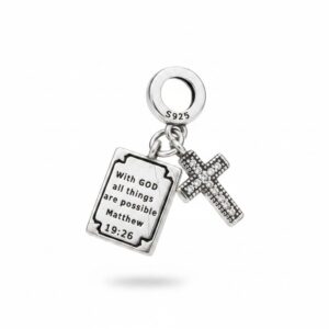 Pandora Charm Plata 925- Cruz Circonio con Placa