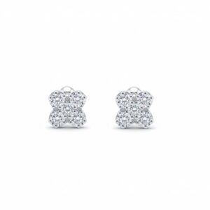 Aretes de Plata 925- Flor de Circonios 4 Pétalos 9340