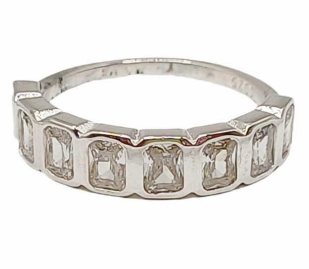 Anillo de Plata 925 - Ocho Rectángulos de Circonios 8941 - Talla 6