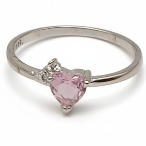 Anillo de Plata 925- Circonio Rosado en Forma Corazón - 9322 - Talla 6