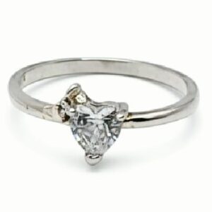 Anillo de Plata 925- Circonio Blanco en Forma Corazón - 9323 - Talla 8