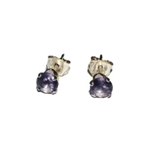 Aretes de Plata 925- Circonios Color Morado 4mm -3567
