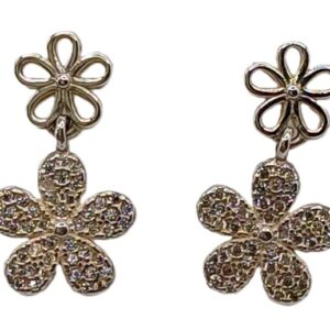 Aretes Plata Marquesita 925 - Dos Flores Colgantes 0230