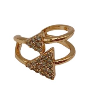 Ear Cuff - 2 Triángulos con Circonios- Xuping - Baño en Oro 18K -0623