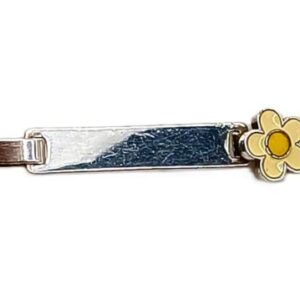 Pulsera para Niña- Placa y Flor Amarilla 2195 - Plata 925