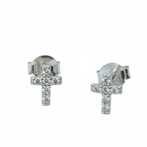 Aretes de Plata 925 - Cruz con Circonios 9145