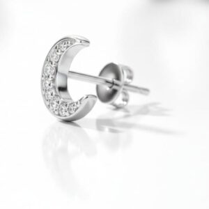 Aretes de plata 925 - Luna con circonios 9144