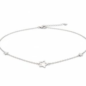 Tobillera de Plata 925- Estrellas Caladas y Planas 0502