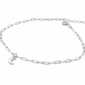 Tobillera de plata 925- Eslabones con Lunita 8182