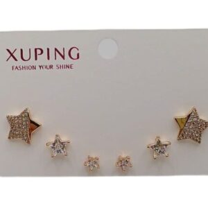 Set de 3 Pares de Aretes Estrellas - Xuping – Baño en Oro 18K - 0519